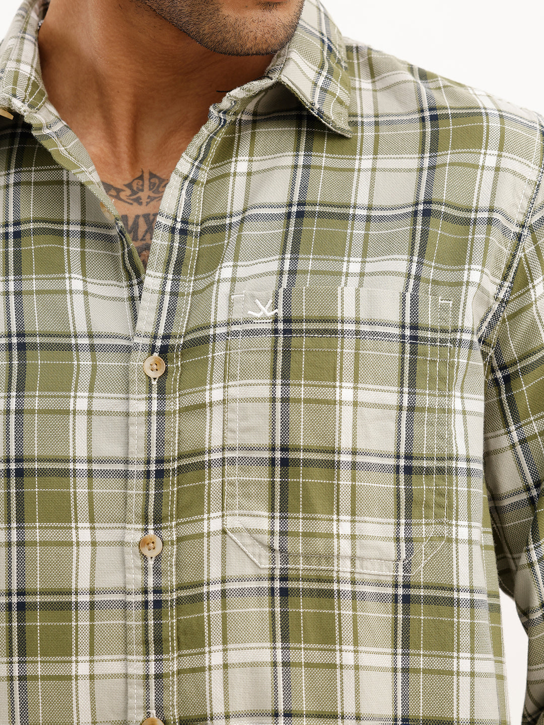 Slim Fit Checkered Full Sleeve Shirt | Green | WSH01FSSL7141W