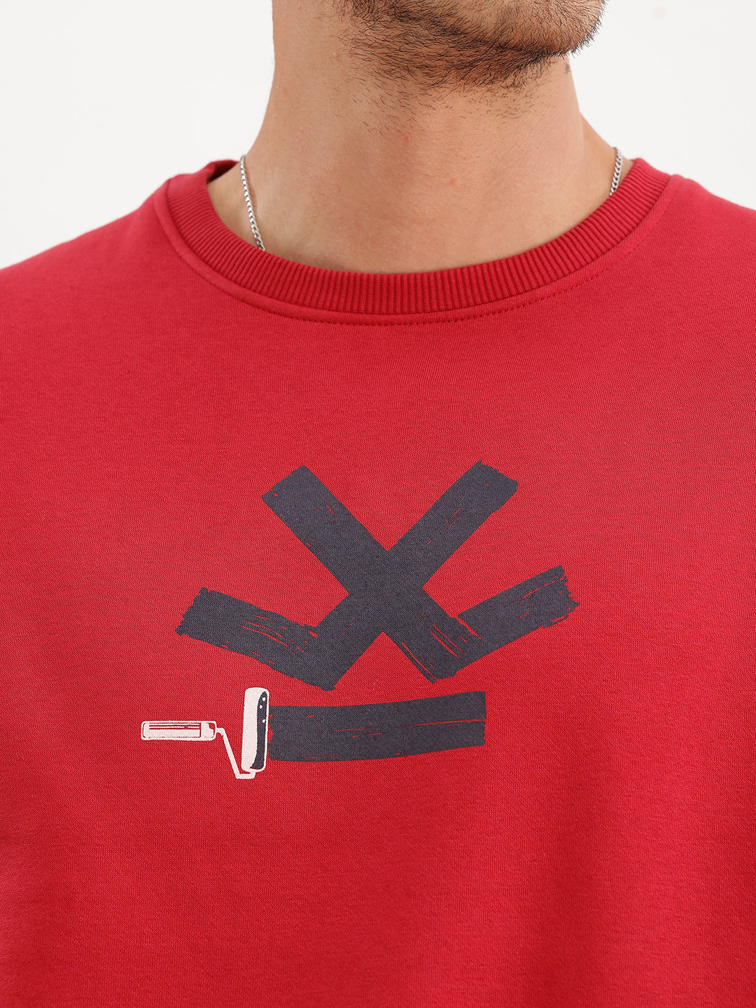 Comfort Fit Placement Printed Sweatshirt | Red | WVSS9026F