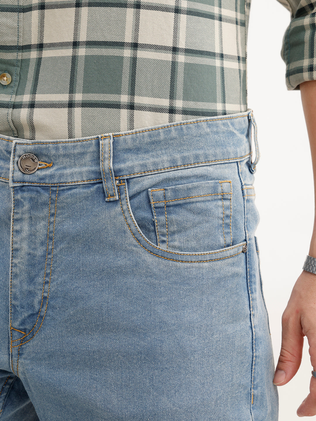 Solid Straight Fit Denim Jeans | Light Blue