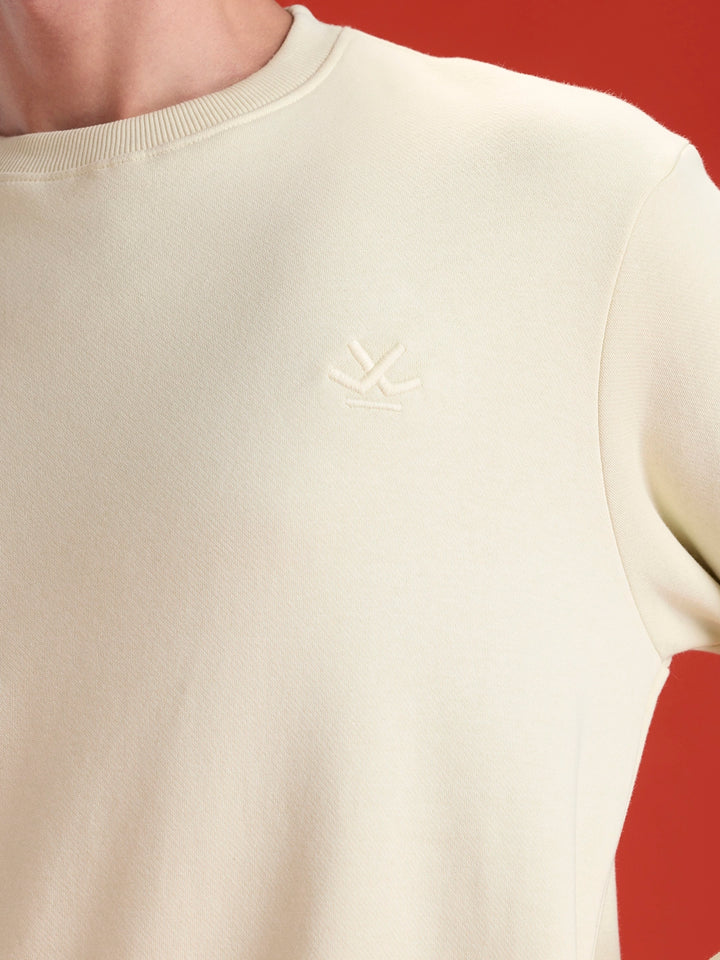 Men's Solid Casual Comfort Fit Sweatshirt | Aloe Wash