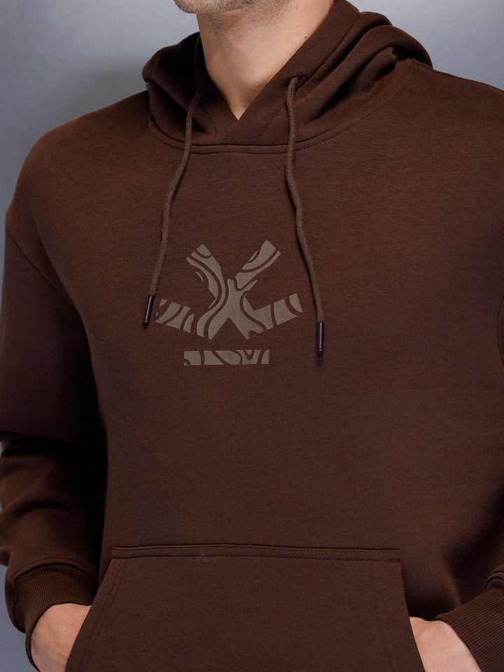 Men’s minimal graphic hooded sweatshirt | Java