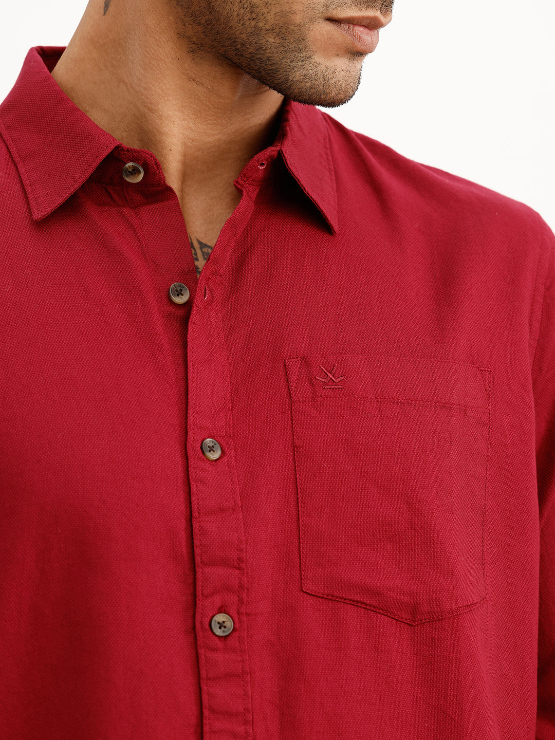 Solid Regular Fit Full Sleeve Shirt | Maroon
