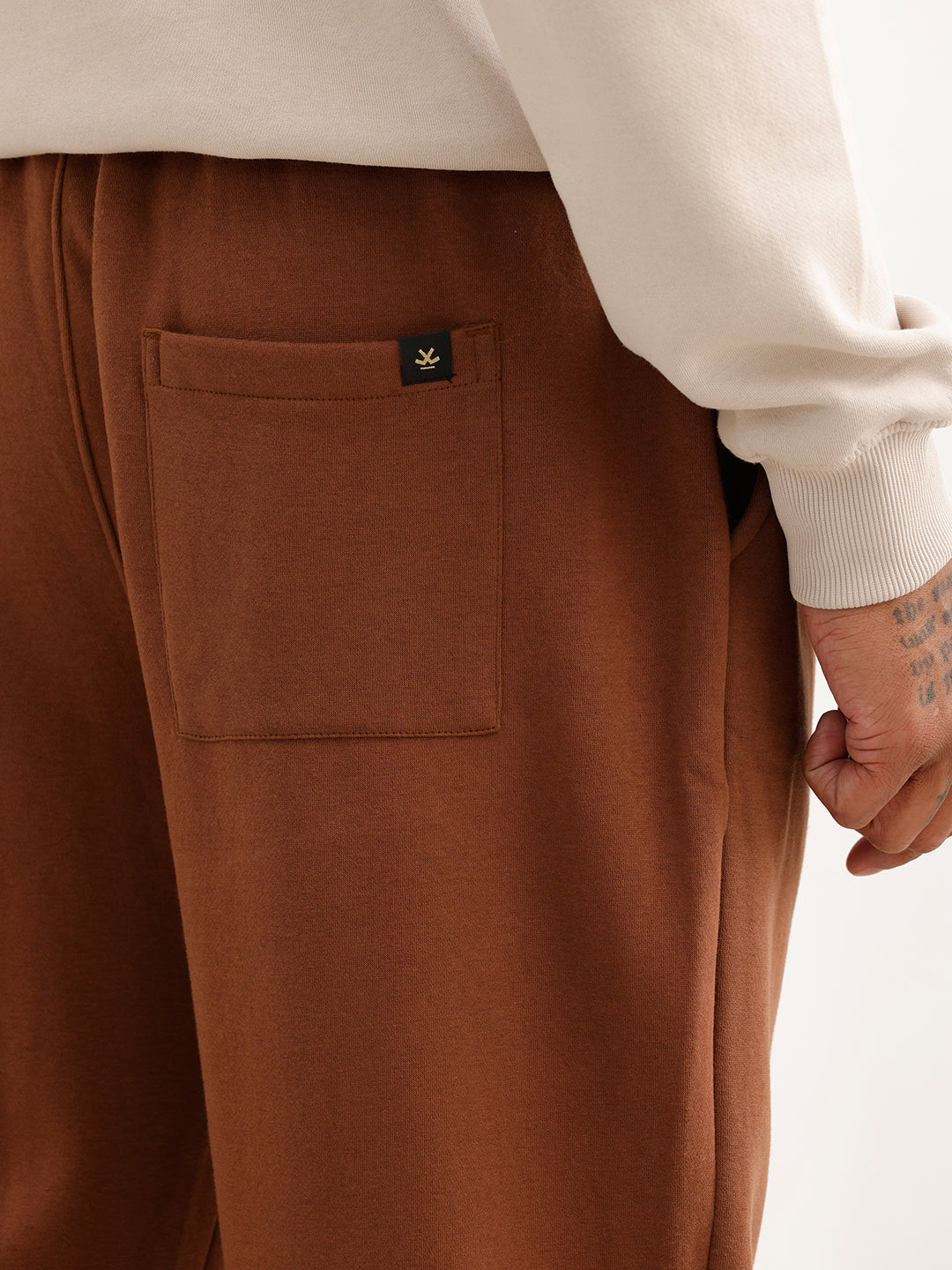 Relaxed Fit Patch Detail Jogger | Brown