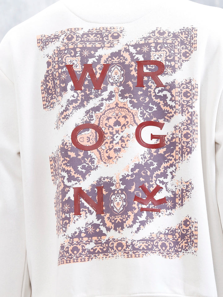 Casual Oversized Sweatshirt With Graphic  | Off White