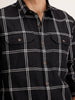 Slim Fit Double Pocket Checkered Shirt | Black
