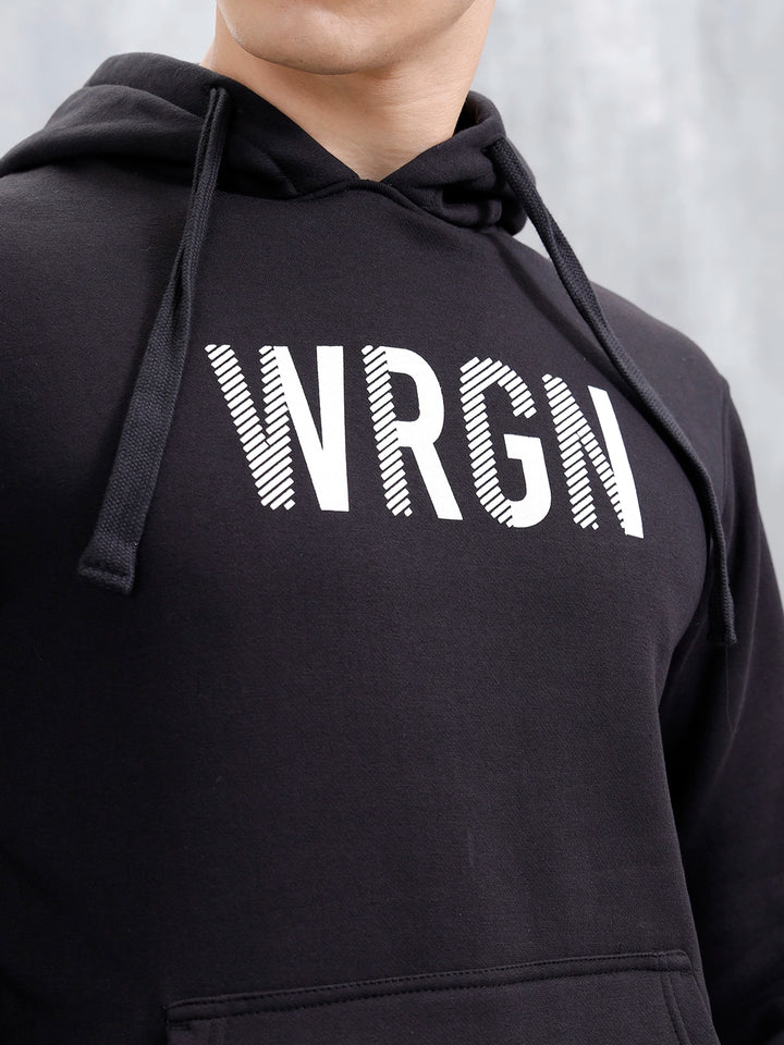 Wrogn Oversized Graphic Hoodie For Men | Black