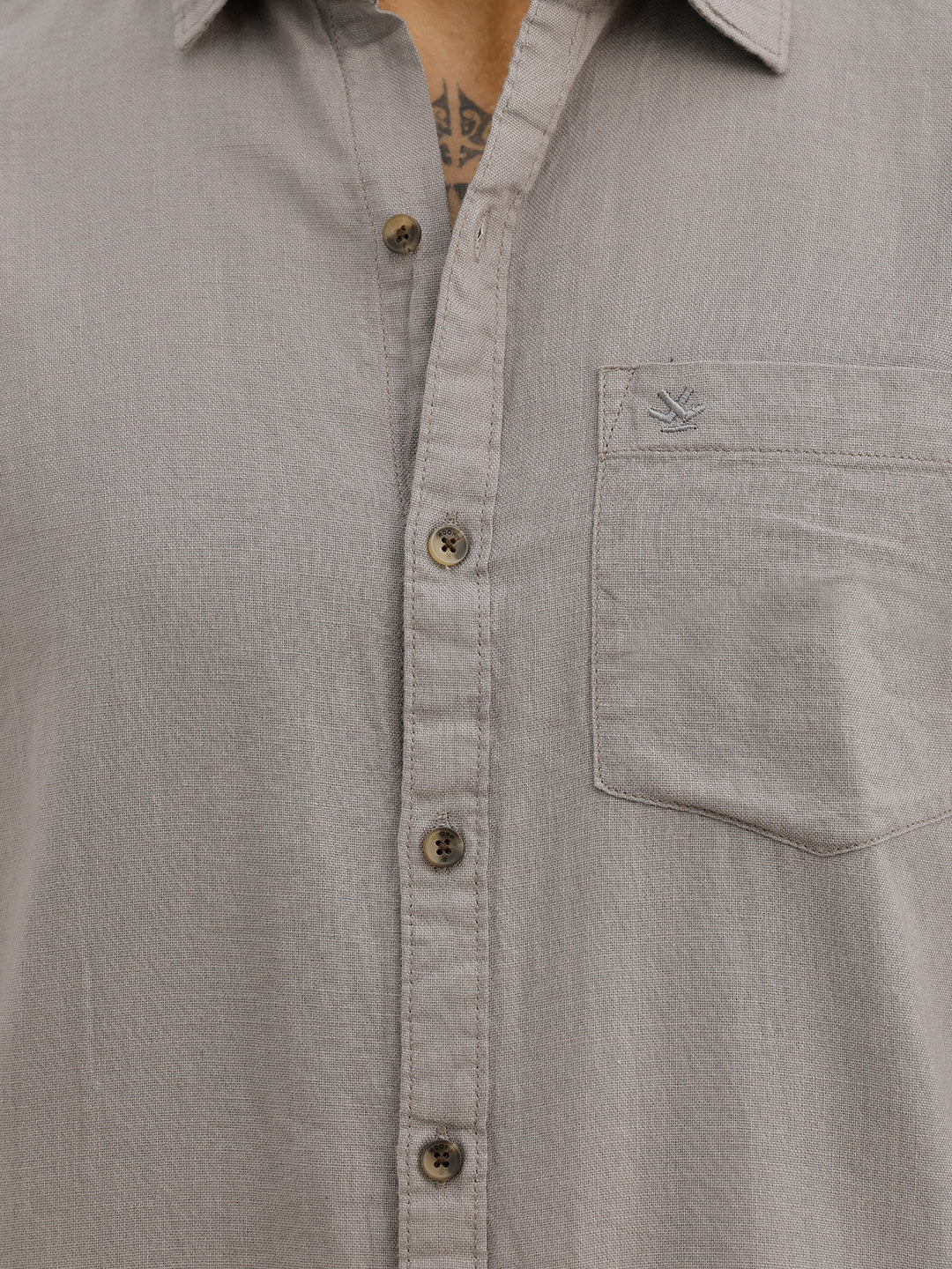 Solid Regular Fit Full Sleeve Shirt | Grey