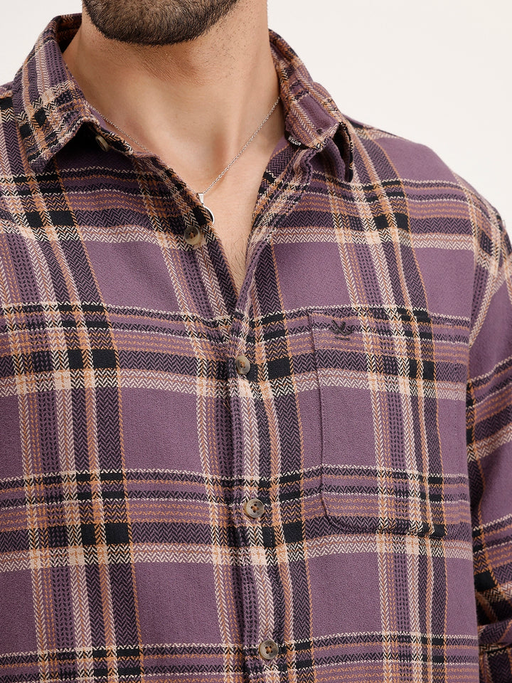 Comfort FIt Checkered Shirt | Purple