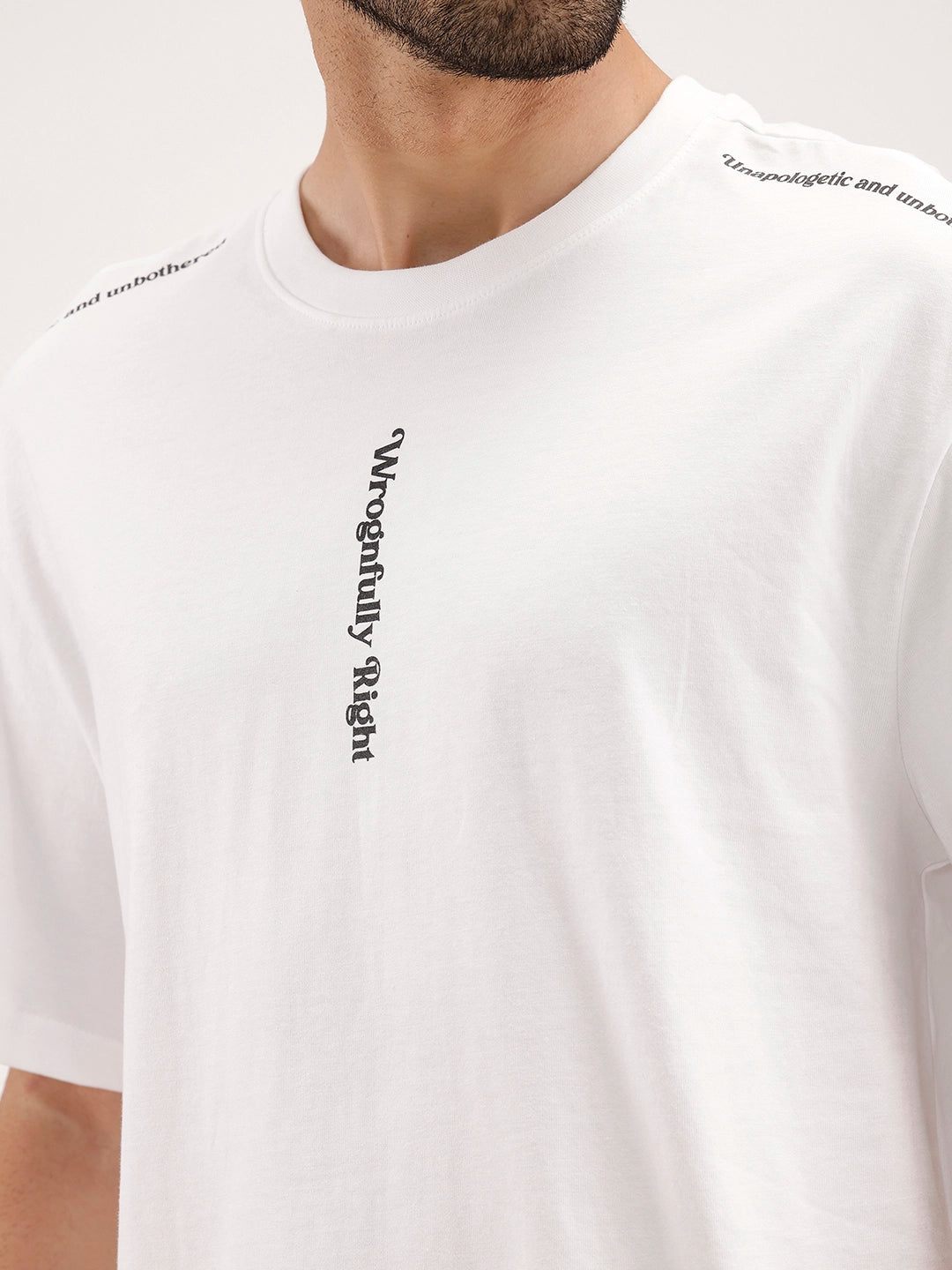 Oversized Placement Printed T-Shirt | White
