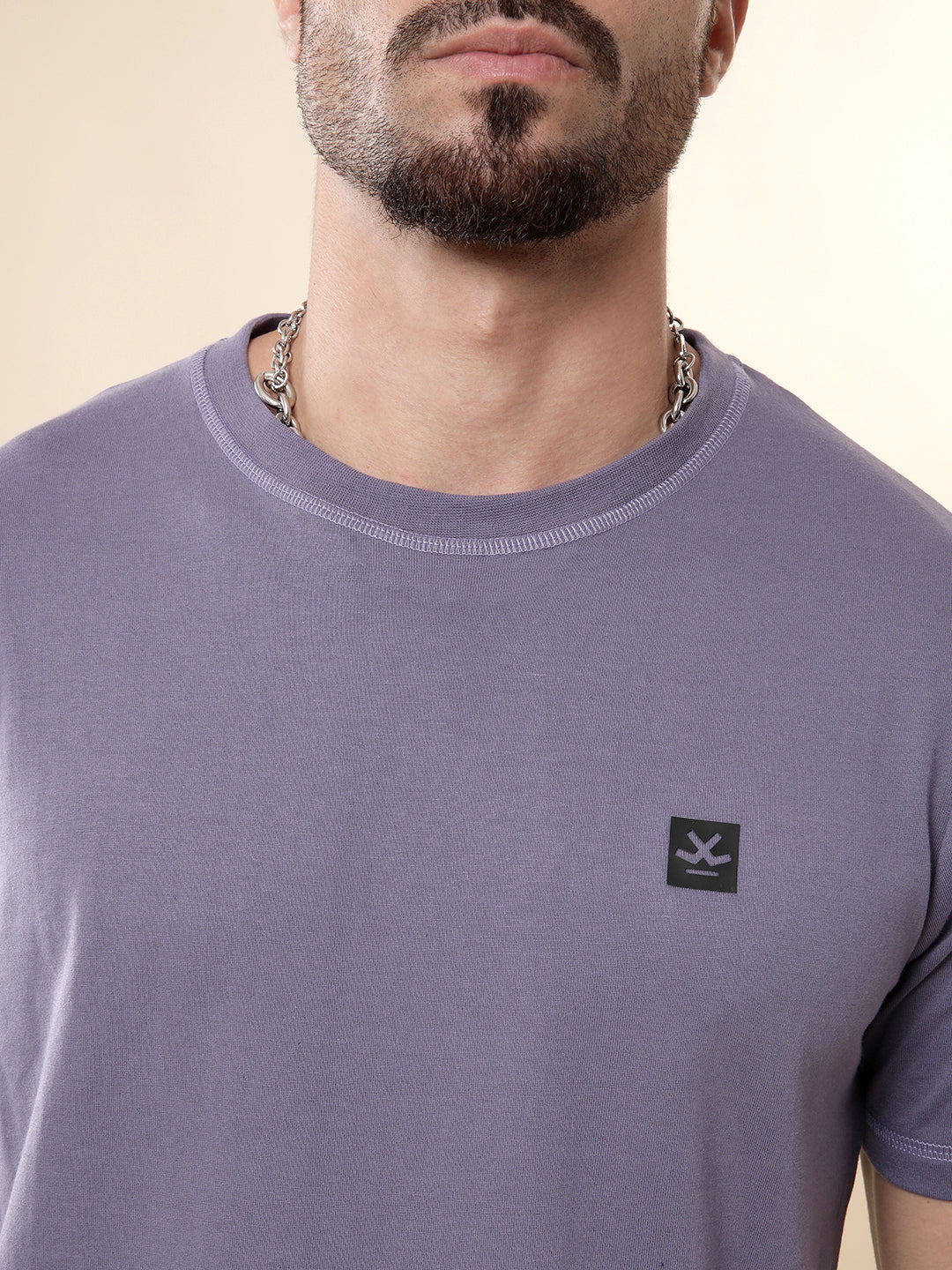 Solid Purple Contrast T-Shirt