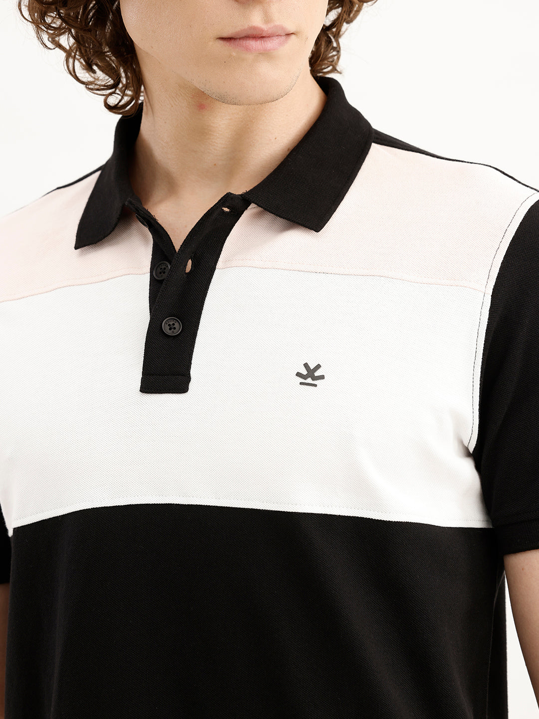 Slim Fit Colour Blocked Polo T-Shirt | Black