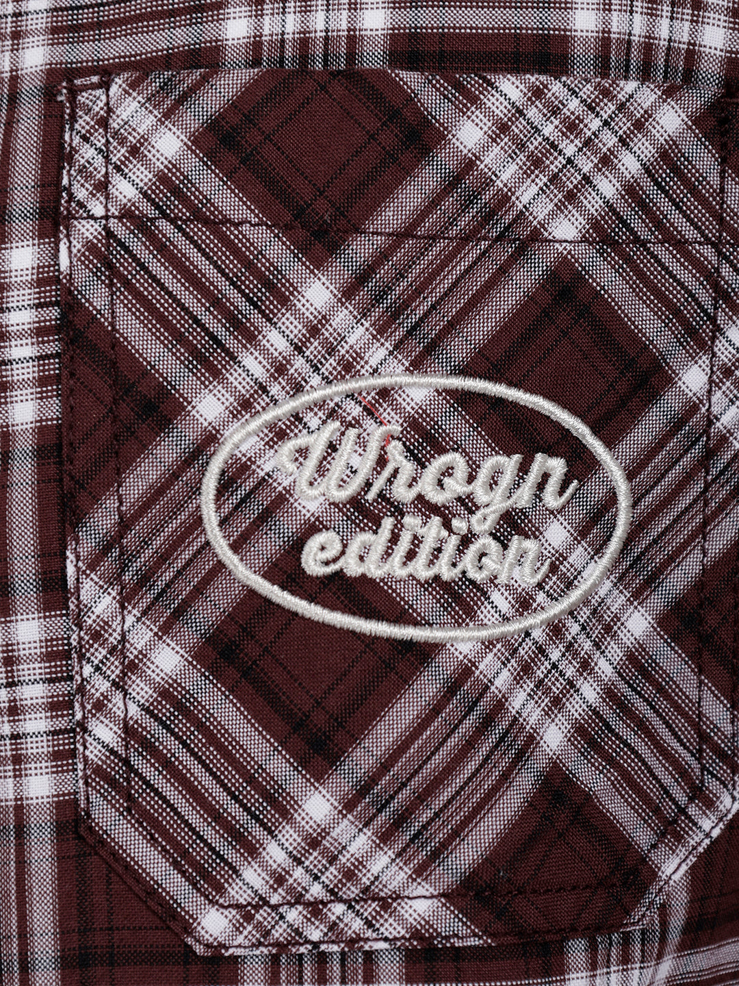 Refined Checks Slim fit Signature Embroidery shirt | Brown