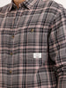 Textured Comfort Fit Double Pocket Checkered Shirt | Grey