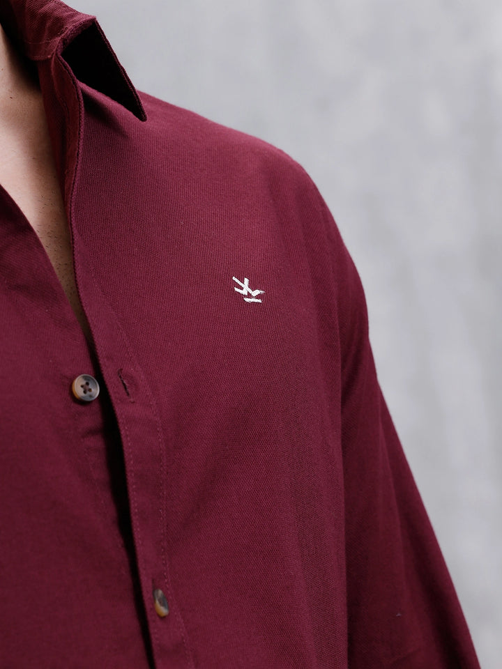 Solid Full Sleeve Slim Fit Shirt | Maroon