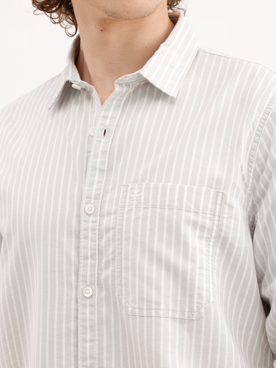 Classic Slim Fit Striped Shirt | Grey