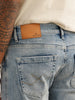 Textured Straight Fit Denim Cargo | Light Blue