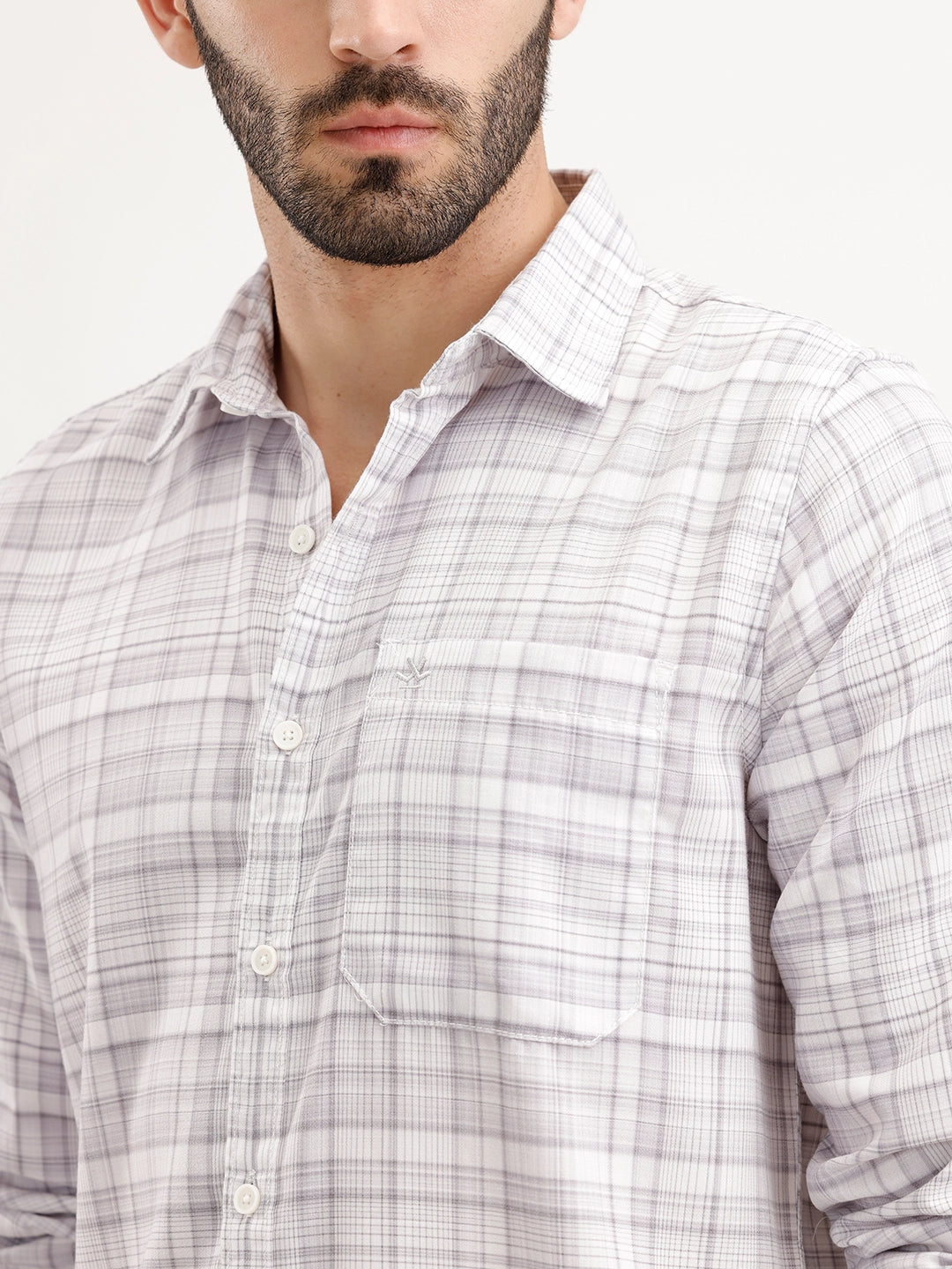 Regular Fit Checkered Shirt | Grey