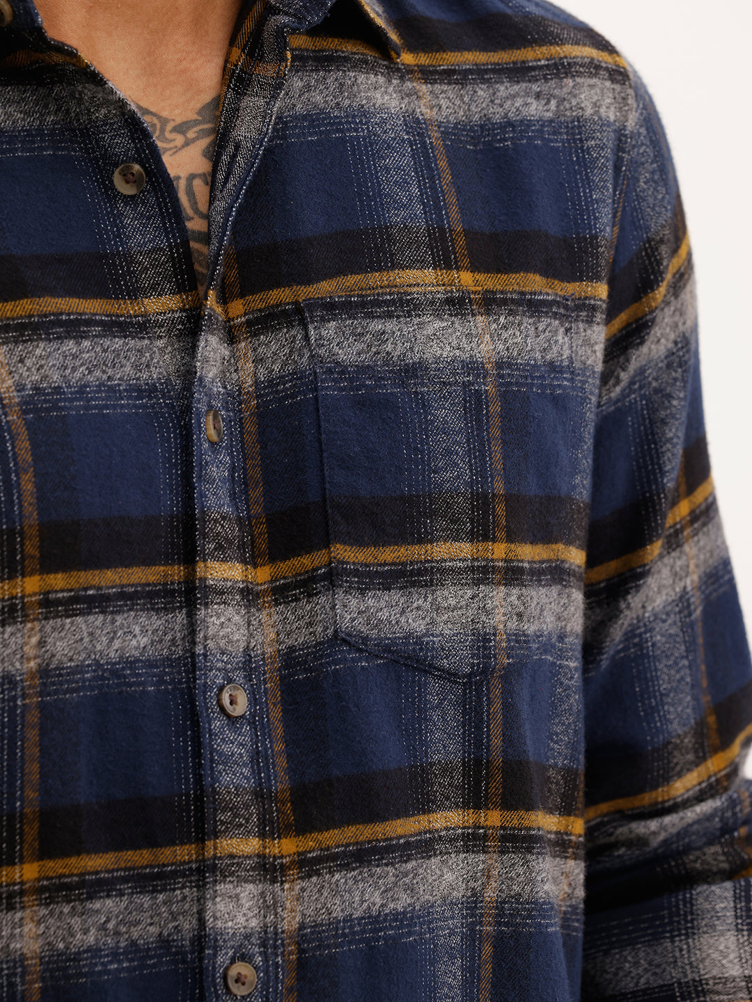 Classic Slim Fit Checkered Shirt | Navy Blue | WSH02FSSL0355S