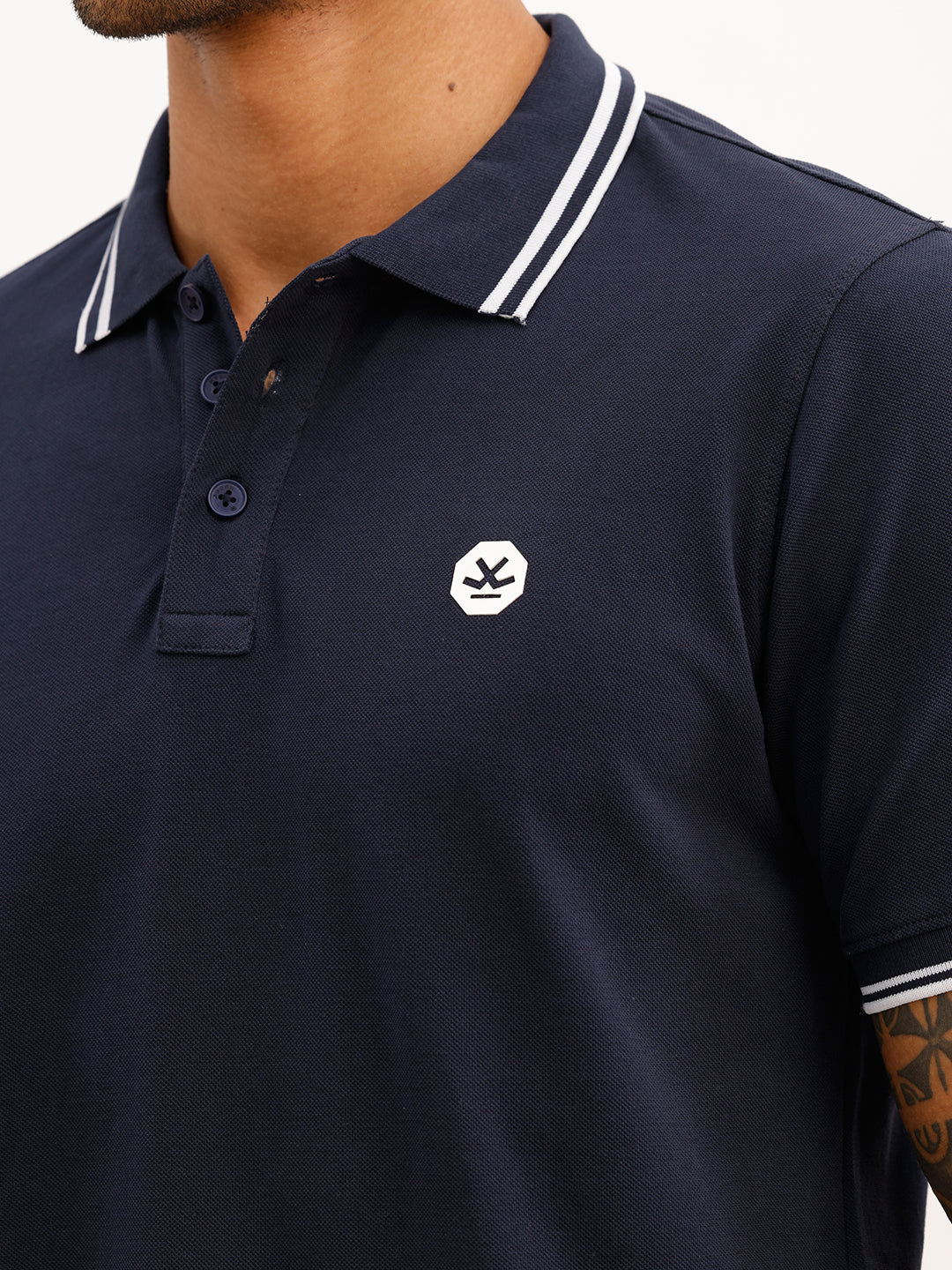 Regular Fit Tipping Collar Polo T-Shirt | Blue