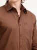 Solid Regular Fit 100% Cotton Shirt | Brown