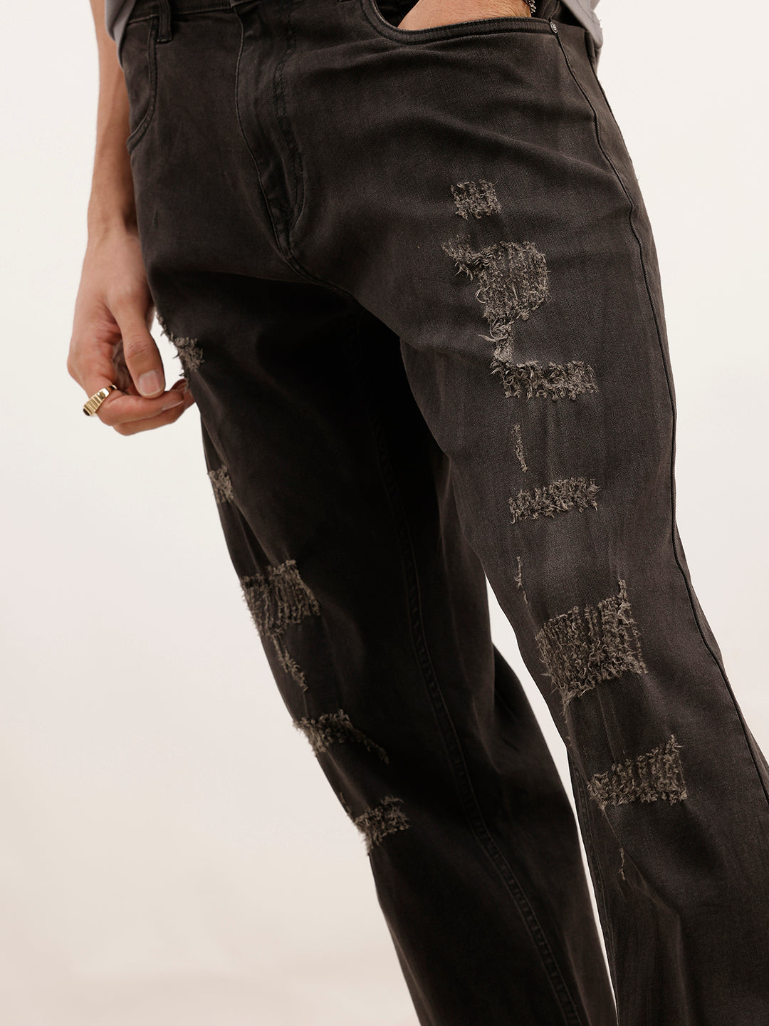 Distressed Anti Fit Denim Jeans | Black