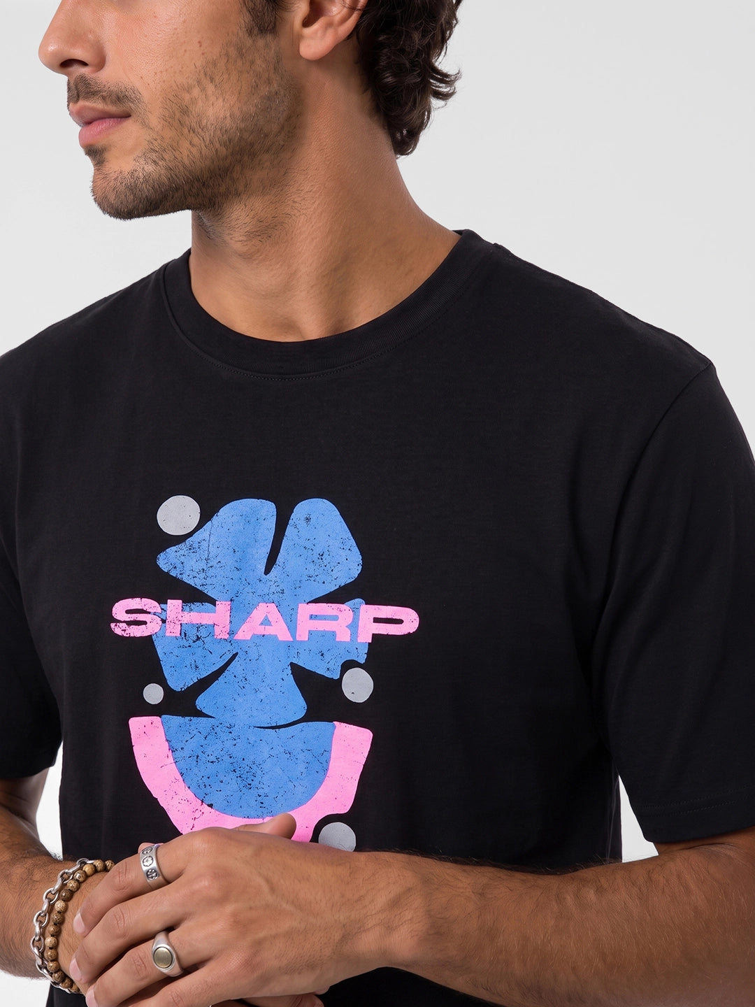 Slim Fit Placement Printed T-Shirt | Black