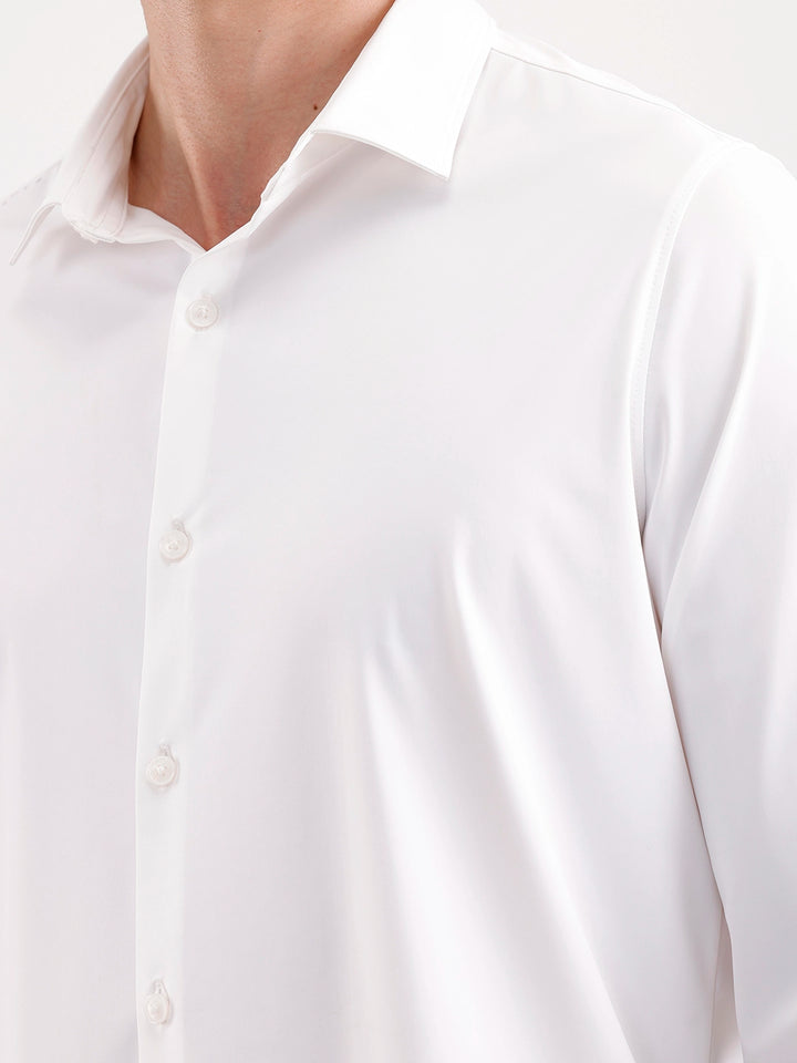 Solid Slim Fit Full Sleeve Shirt  | White