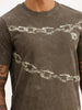 Washed Slim Fit Placement Printed T-Shirt | Olive
