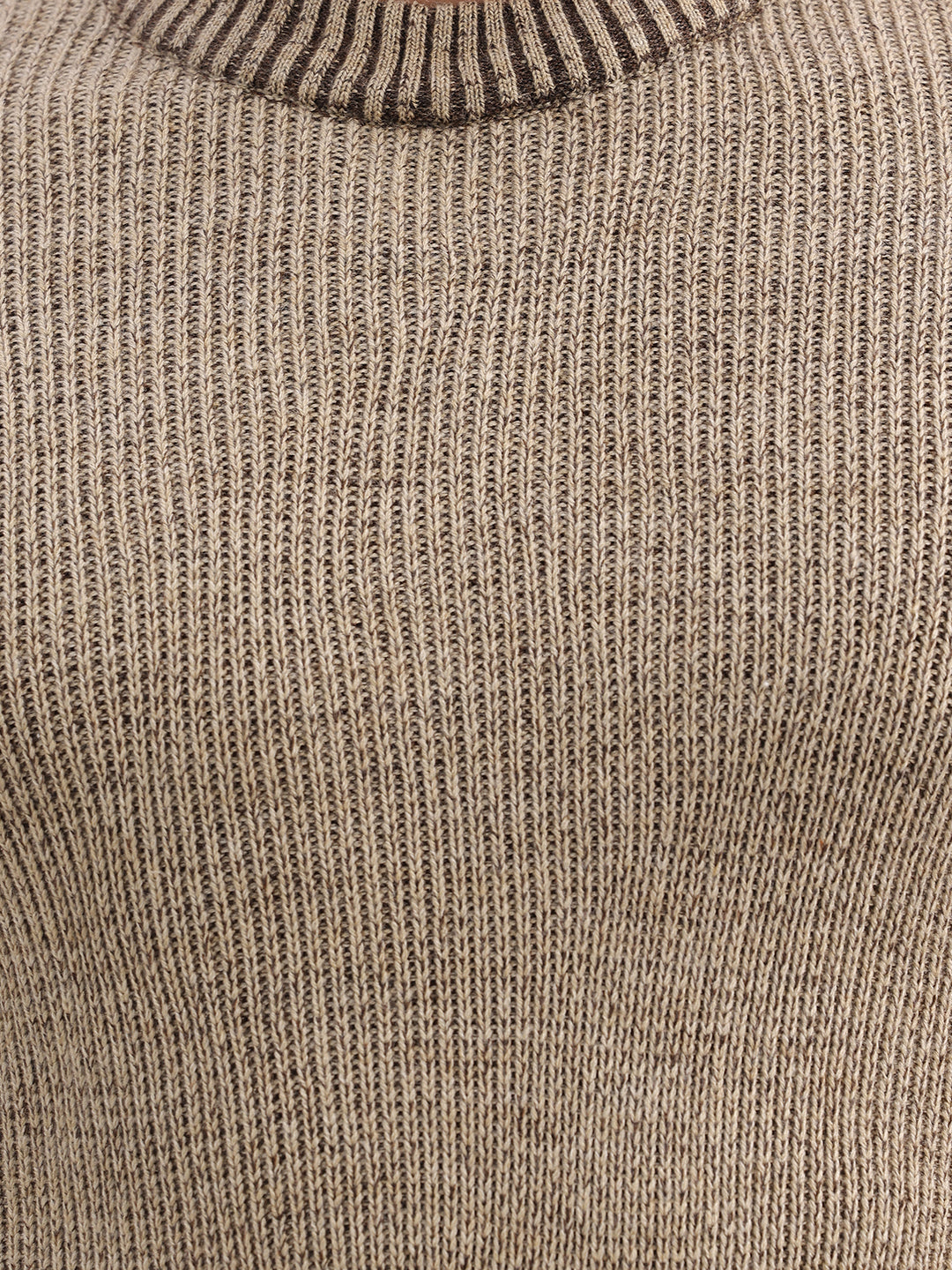Solid Regular Fit Knitted Sweater | Beige