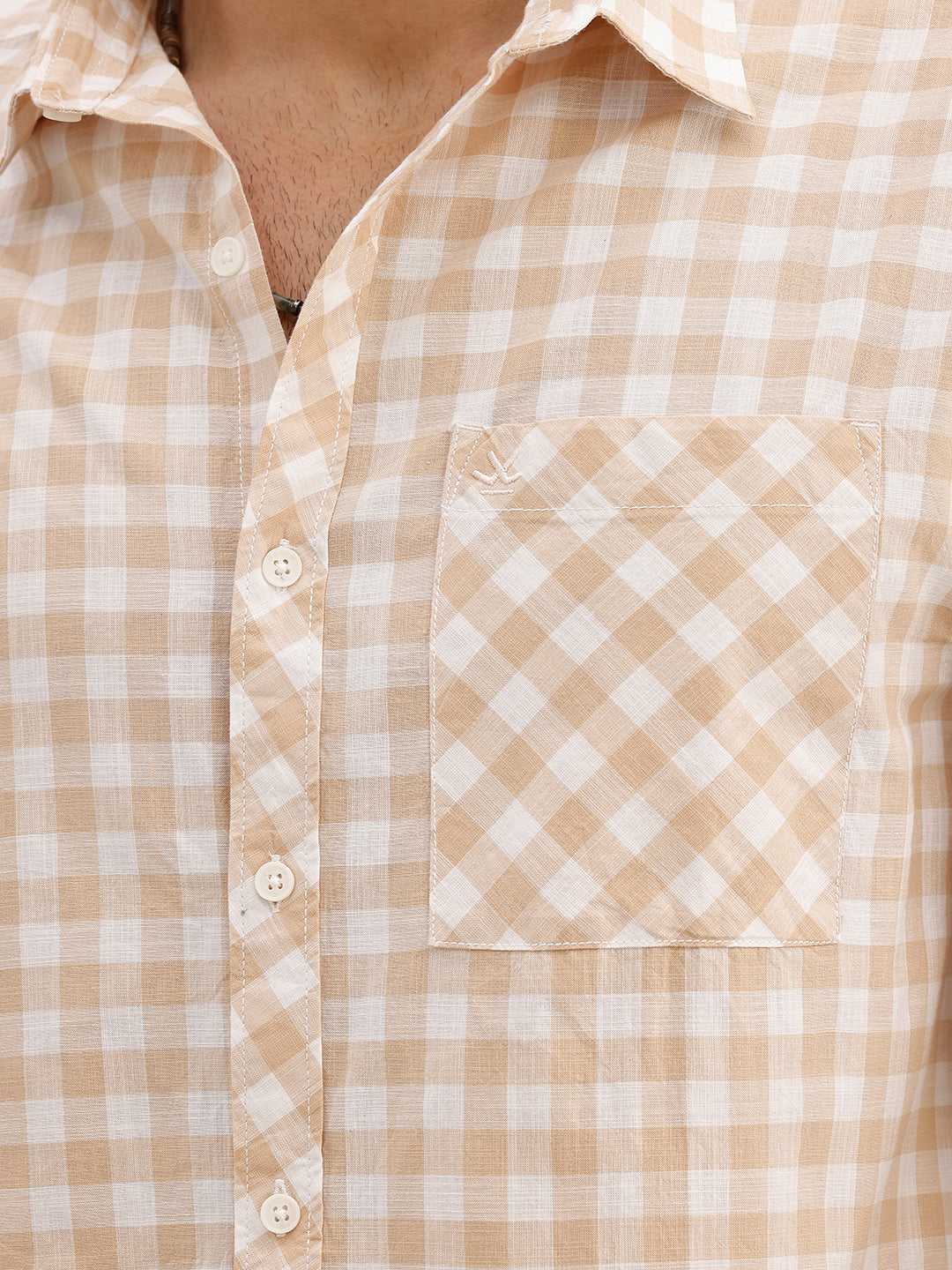 Classic Comfort Fit Checkered Shirt | Beige