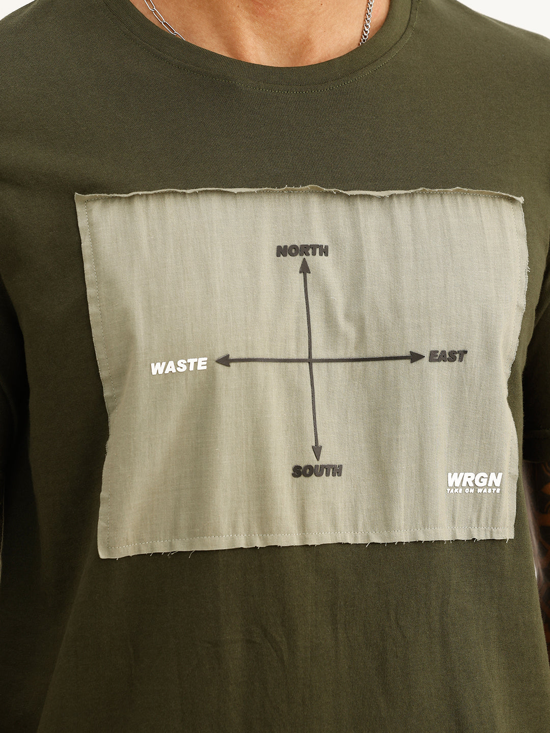 Slim Fit Patch Detail T-Shirt | Olive