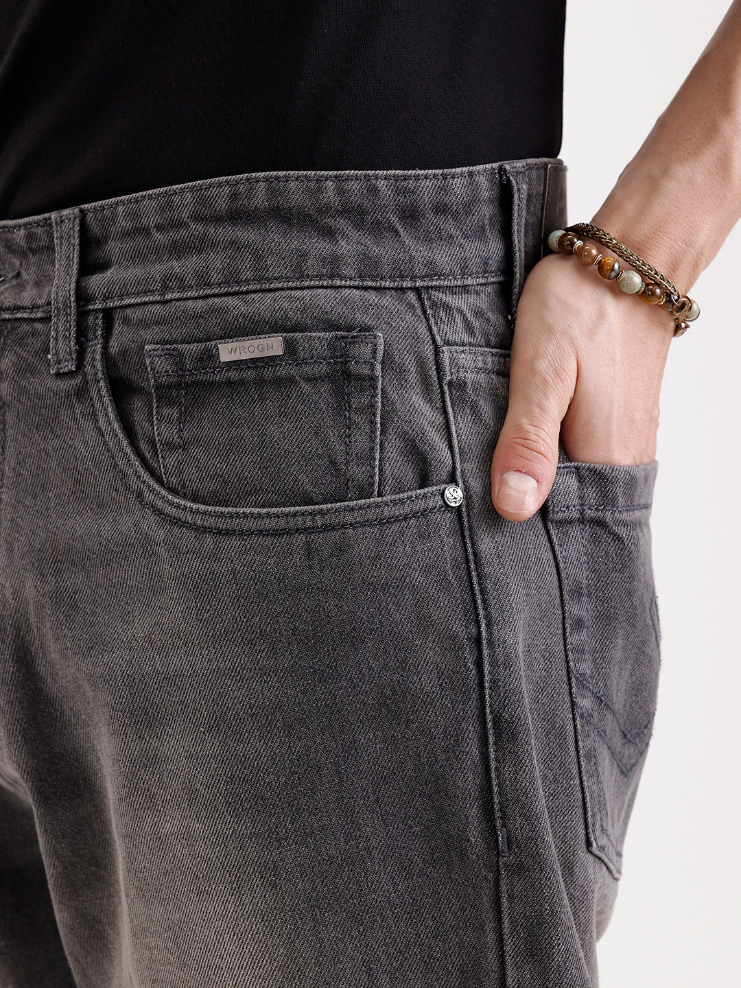 Washed Anit Fit Denim Jeans   |  Grey