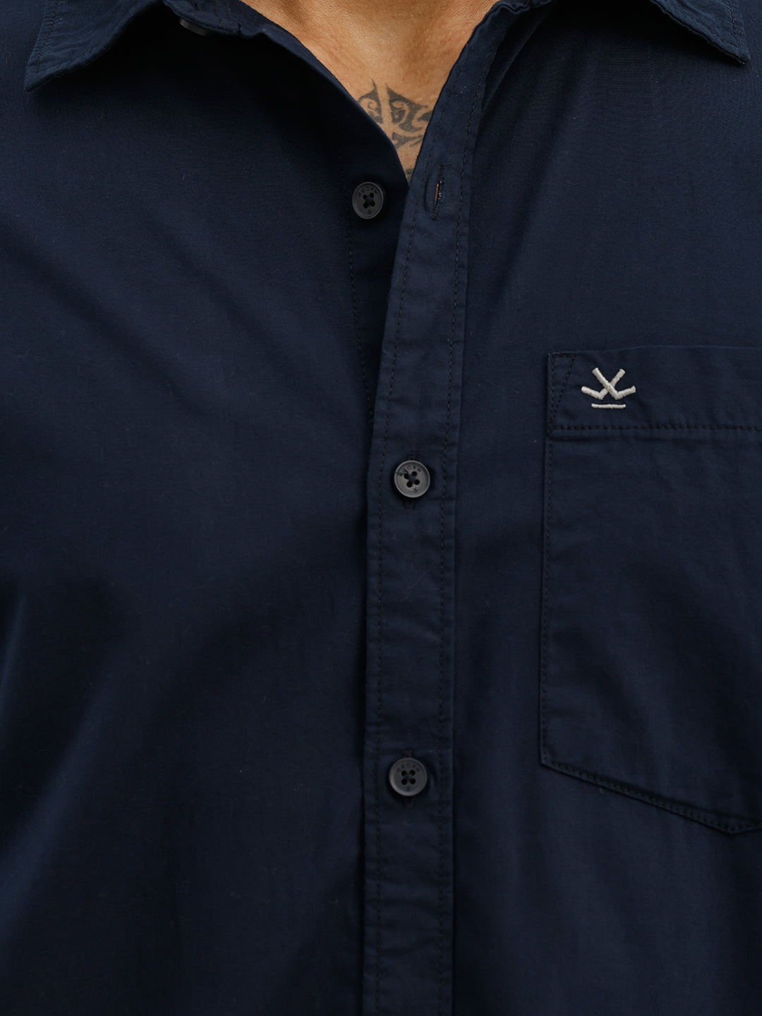 Solid Regular Fit Full Sleeve Shirt | Navy Blue