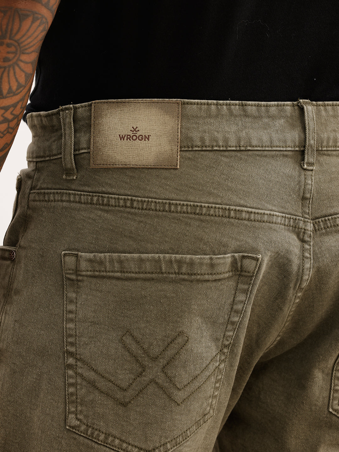 Faded Straight Fit Denim Jeans | Olive | WJN0200SR2237S