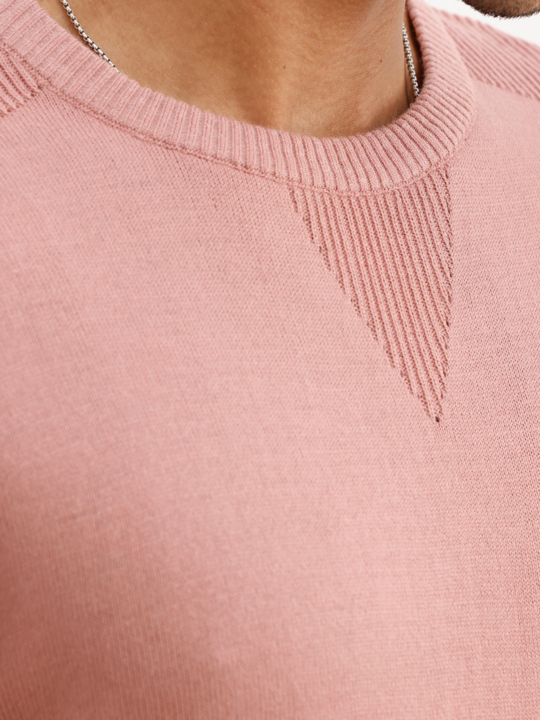 Slim Fit Placement Printed Knitted Sweater | Pink