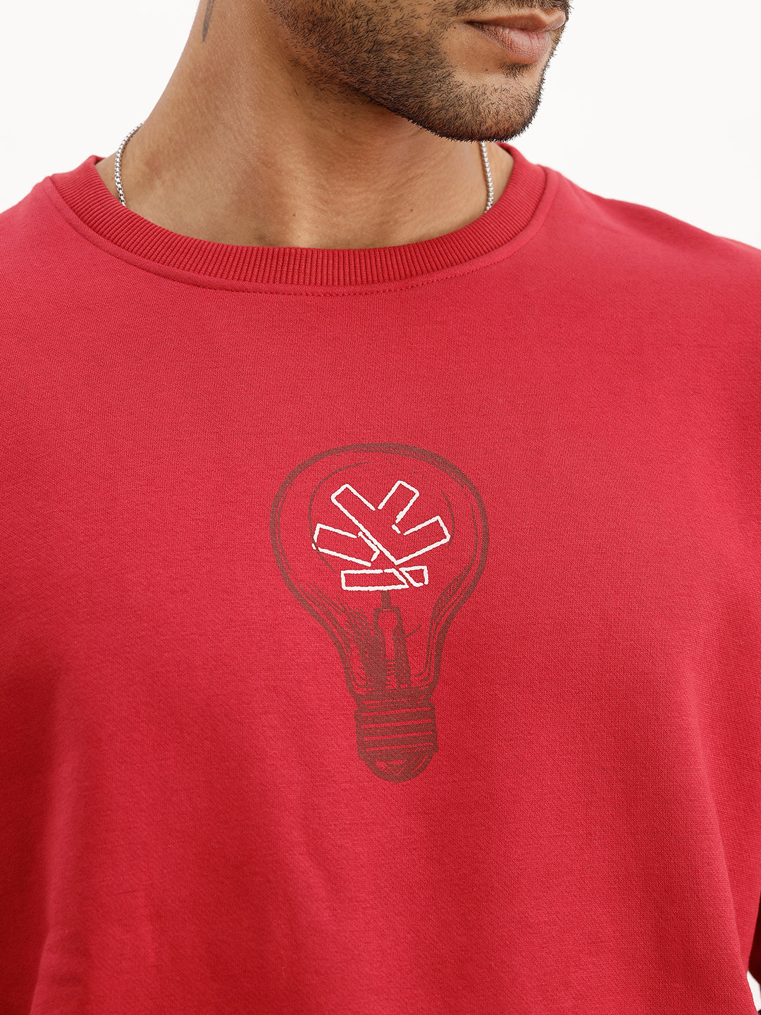 Comfort Fit Placement Printed Sweatshirt | Red