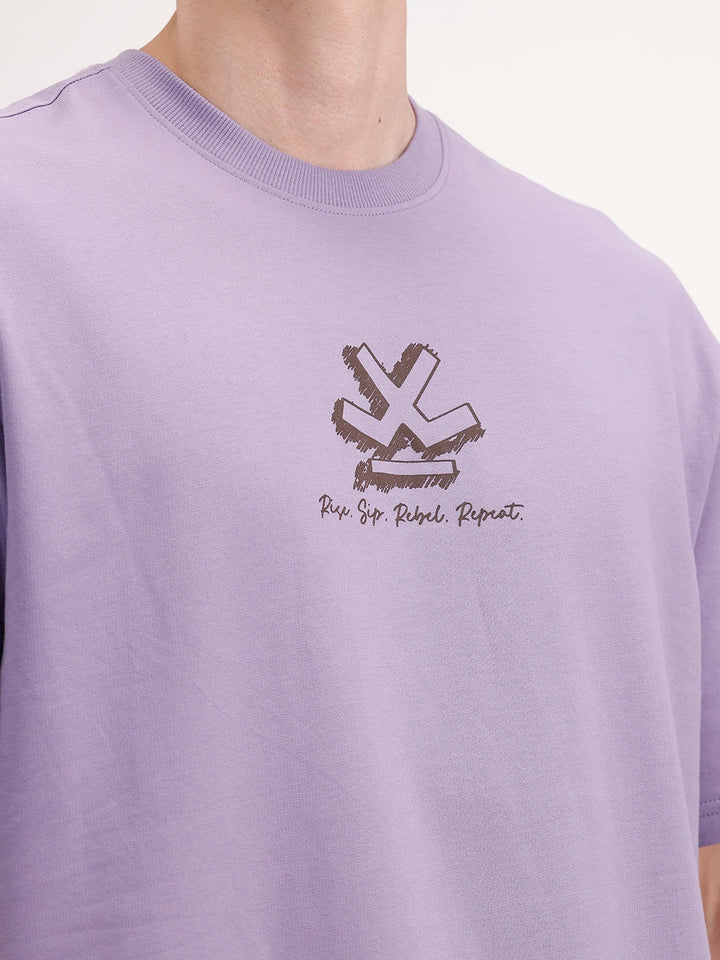 Oversized Back Printed T-Shirt | Purple