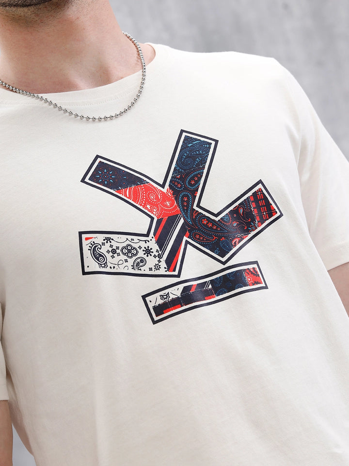 Bandana Logo Printed Slim Fit T-Shirt | White