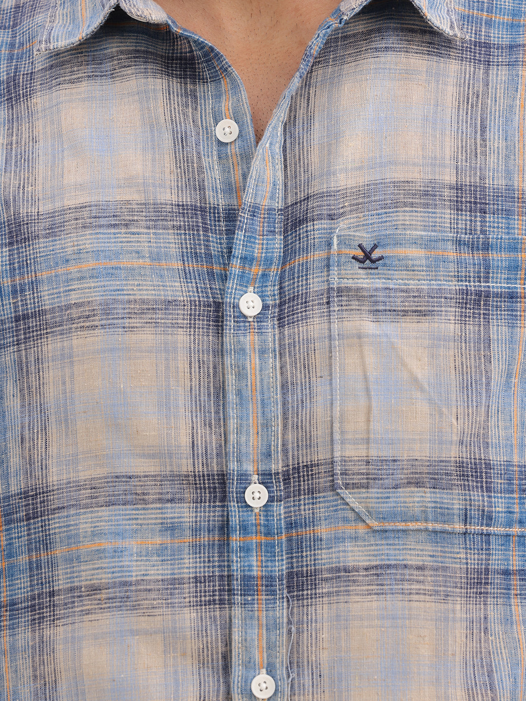 Slim Fit Checkered Full Sleeve Shirt | Blue