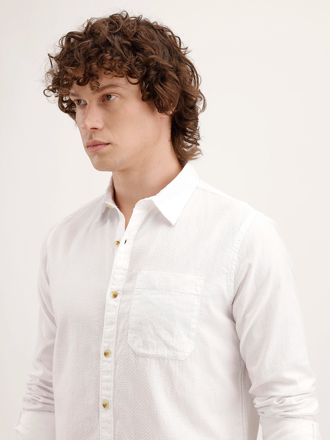 Textured Regular Fit Shirt | White