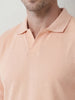 Classic Textured Polo T-Shirt | Peach