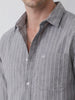 Striped Slim Fit Full Sleeves Shirt | Grey