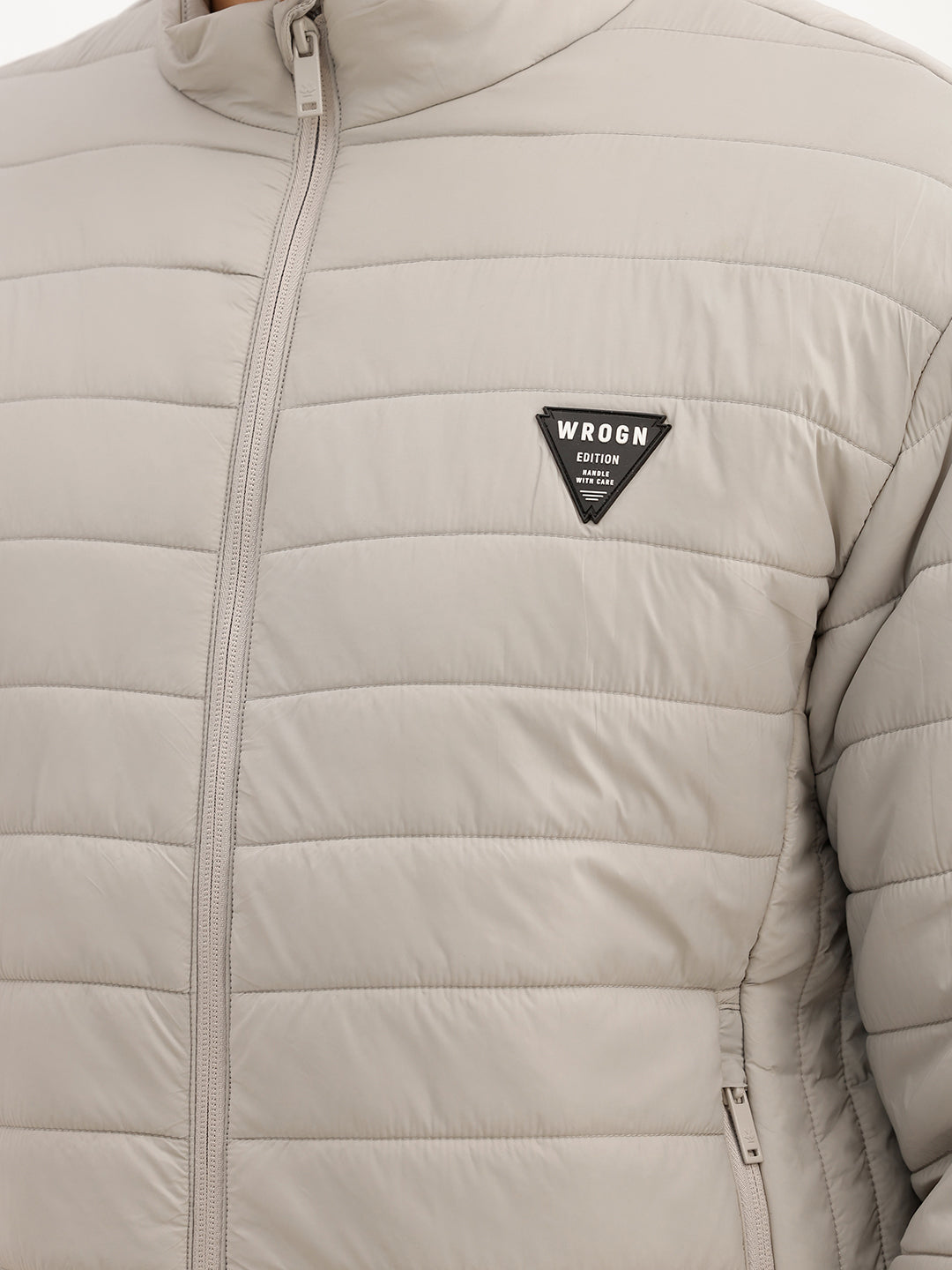 Solid Comfort Fit Puffer Jacket | Grey