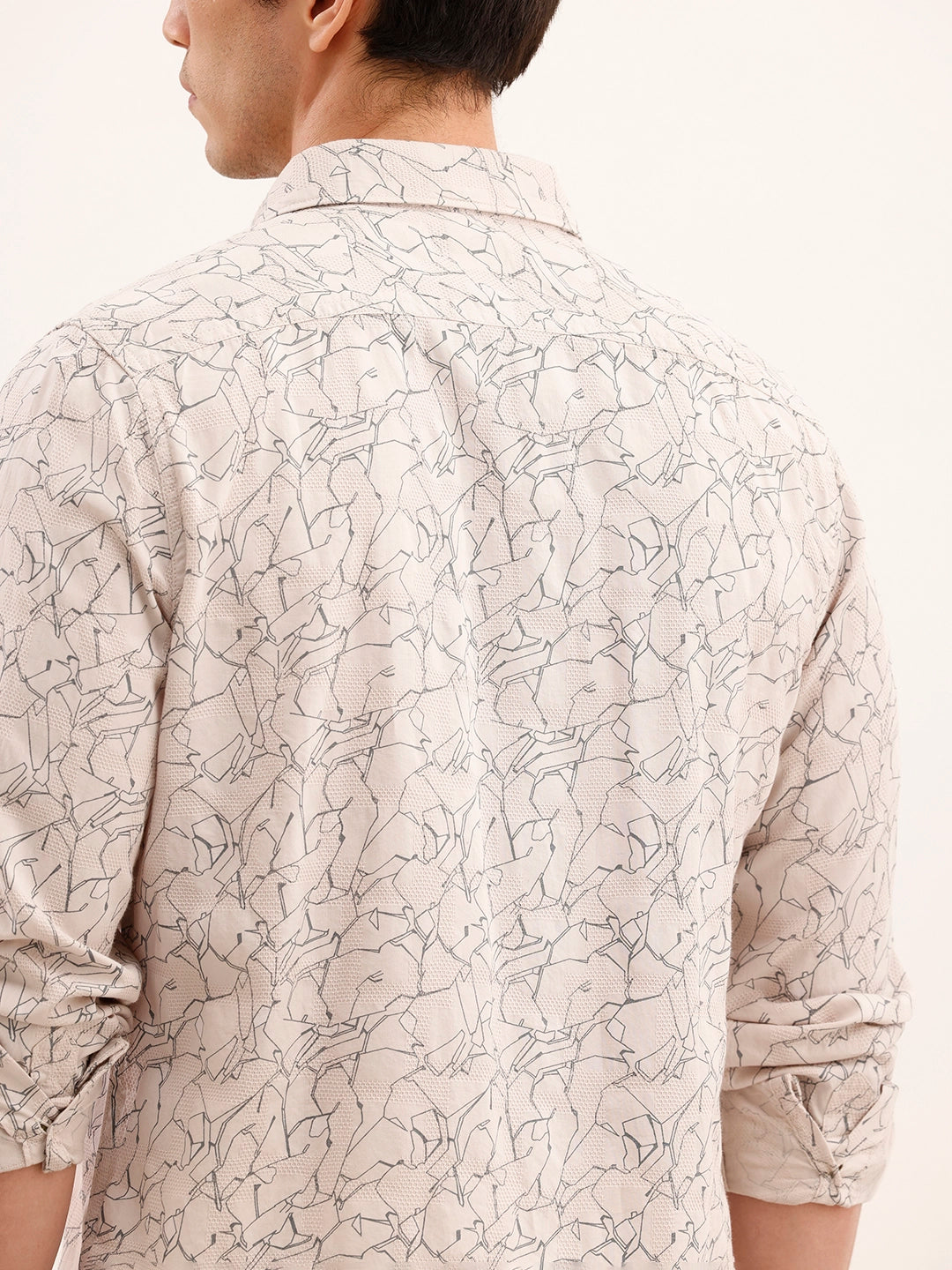 Textured Regular Fit AOP Shirt | Beige