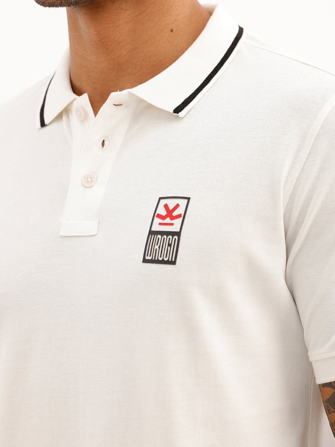 Regular Fit Tipping Collar Polo T-Shirt | Off White