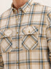 Regular Fit Double Pocket Checkered Shirt | Beige