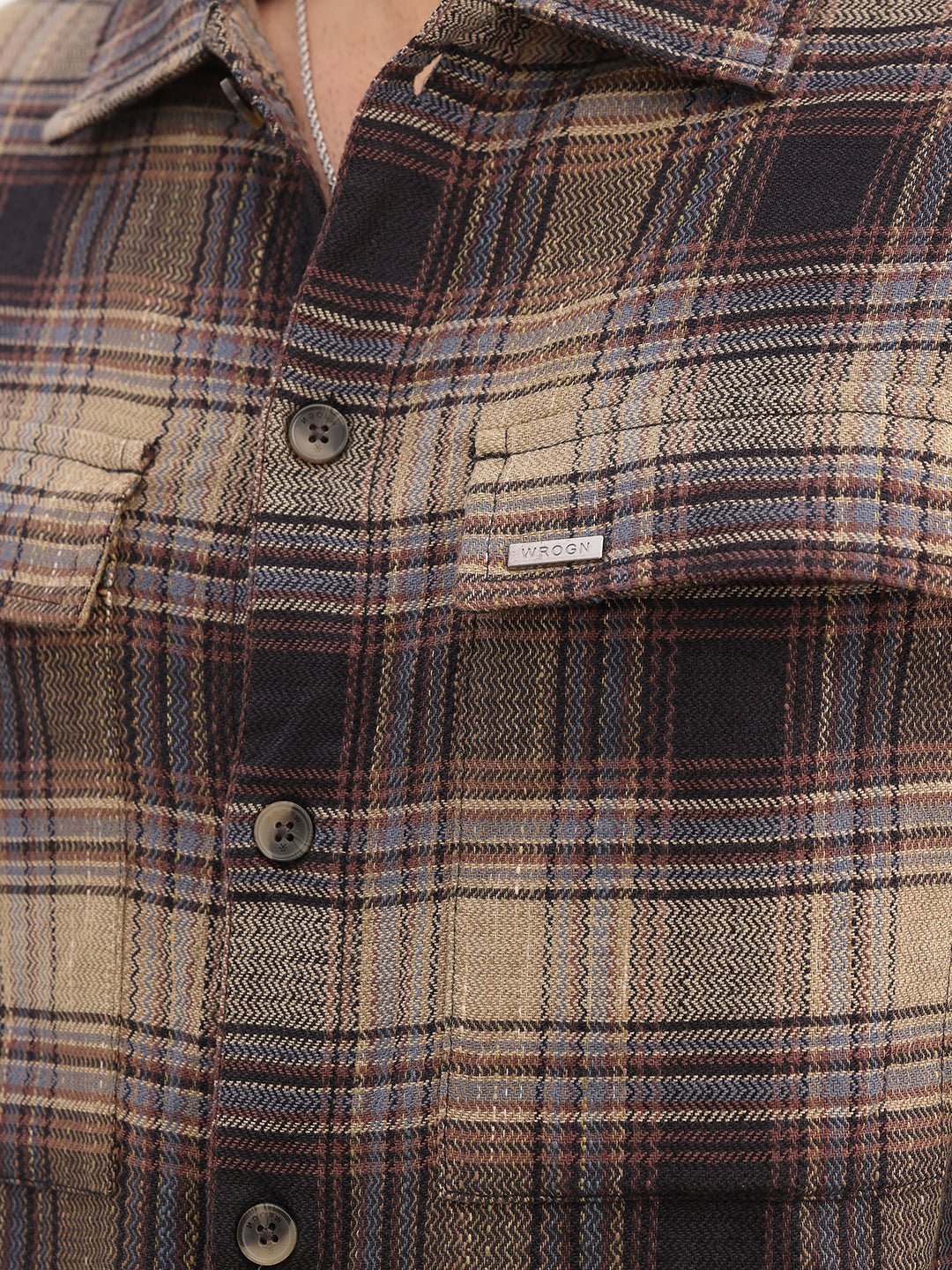 Regular Fit Checkered Jacket | Khaki