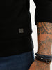 Solid Turtle Neck Semi-Zipper Sweatshirt | Black