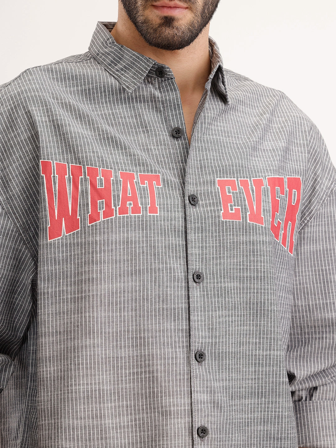 Oversized Plus Fit Printed Shirt | Black