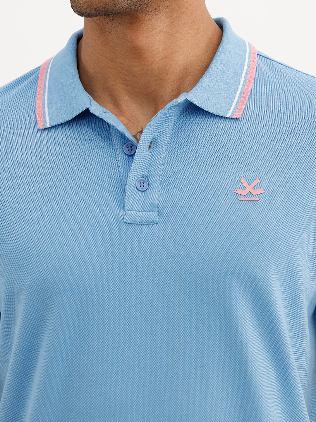 Solid Tipping Collar Polo T-Shirt | Blue | WWTS352F